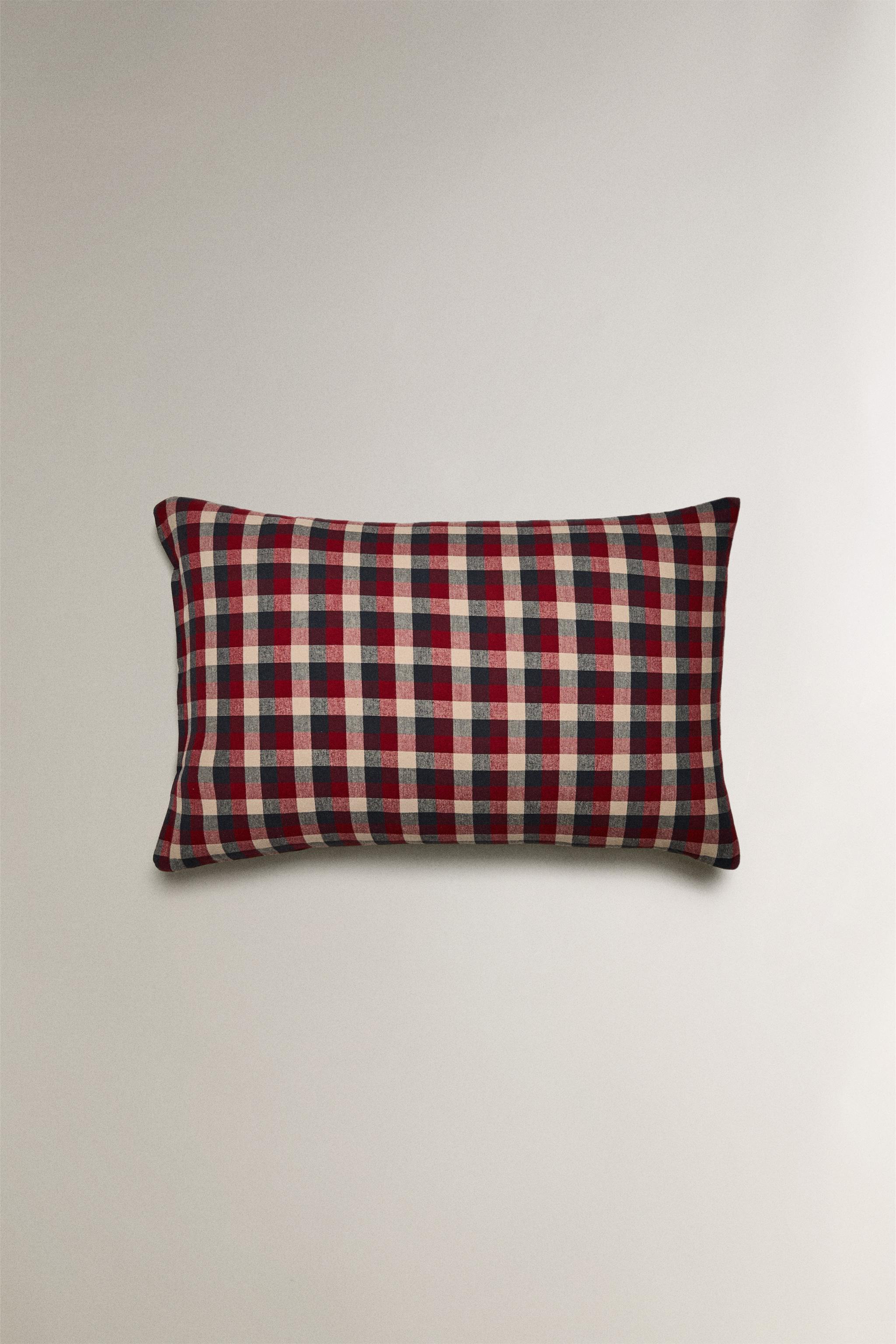 CHRISTMAS TARTAN CHECK COTTON FLANNEL PILLOWCASE